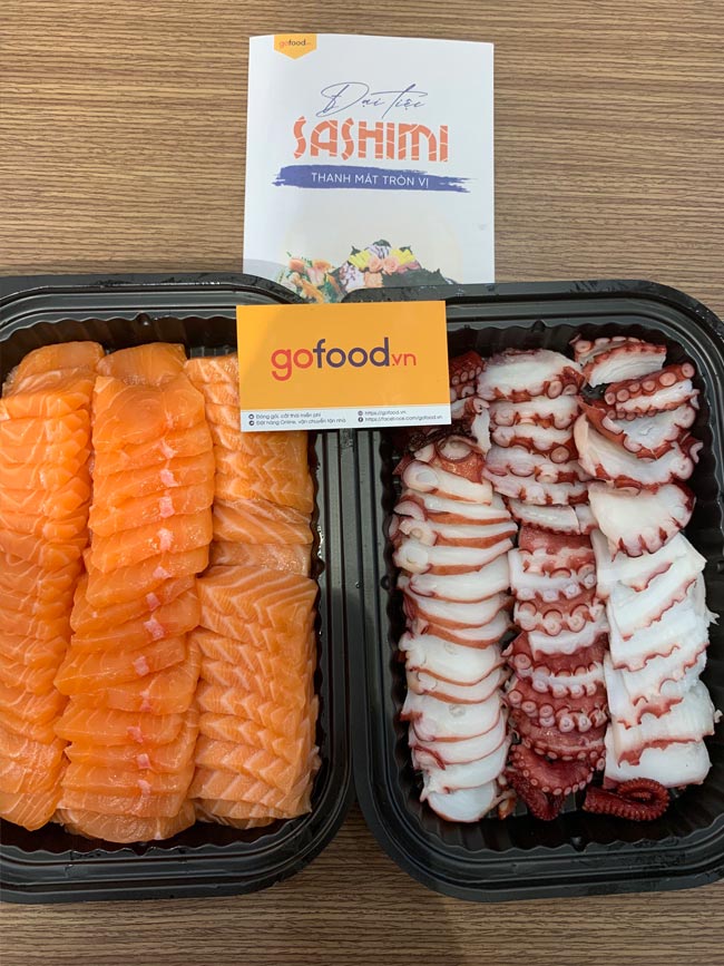 Hải sản ăn sashimi tại Gofood rất tươi ngon