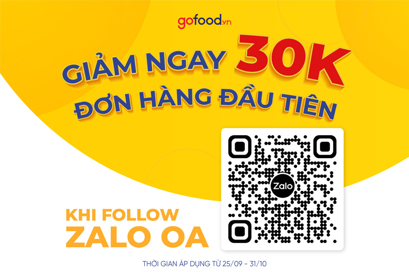 Follow kênh Zalo OA của Gofood