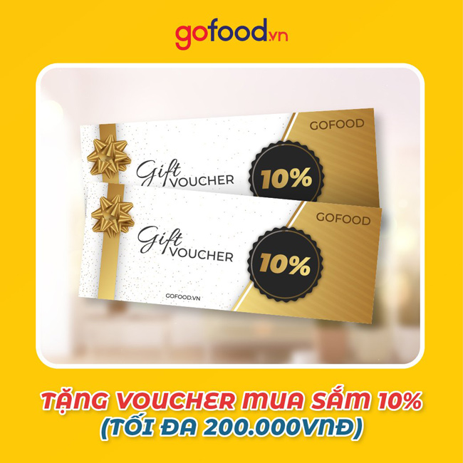 Gofood gửi tặng thêm phiếu mua sắm ưu đãi 10%