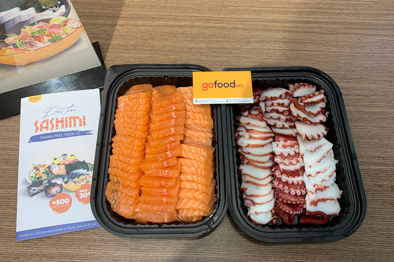 Đơn hàng Sashimi của khách hàng tại Gofood