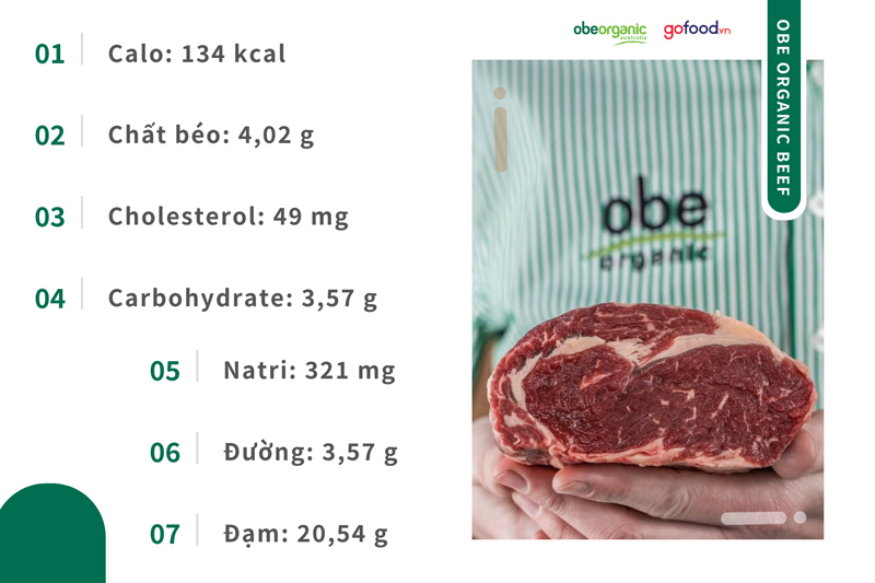 Thịt bò Úc hữu cơ Obe có hàm lượng dinh dưỡng cao