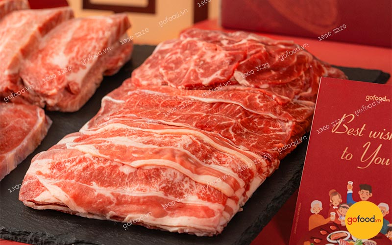 Các phần thịt bò Mỹ trong set quà Lộc Phát