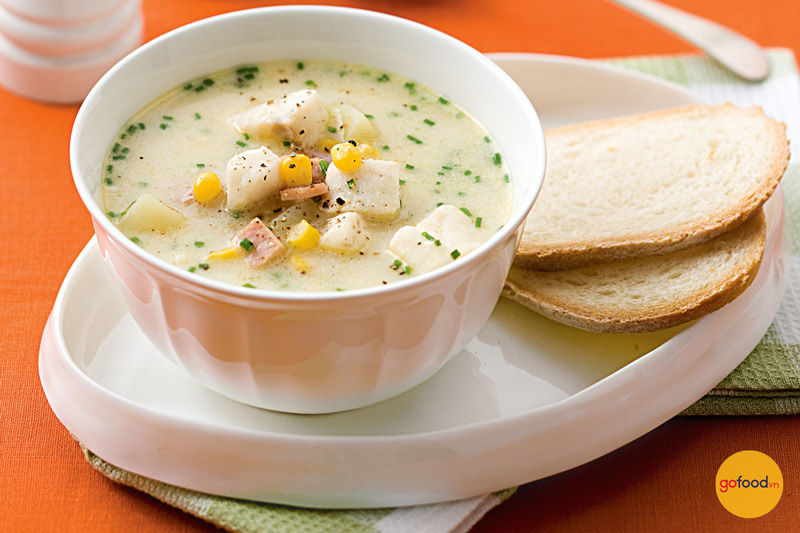 Món súp từ cá tuyết nấu cùng bông cải