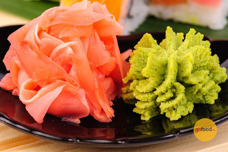 Gừng hồng mù tạt ăn sashimi cá ngừ