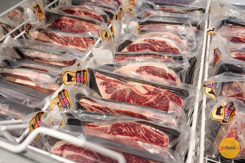 Các sản phẩm thịt bò Mỹ Black Angus được bảo quản đông