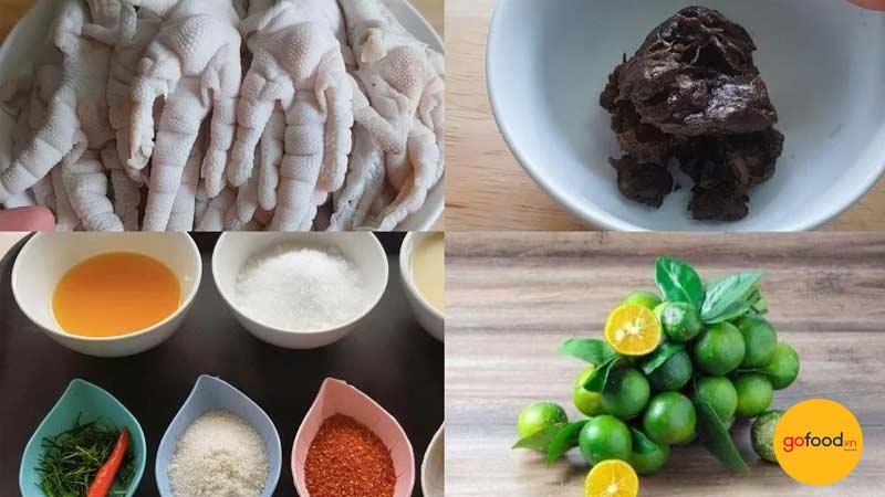 Nguy&ecirc;n liệu cần chuẩn bị để l&agrave;m ch&acirc;n g&agrave; sốt th&aacute;i kh&ocirc;ng cay 