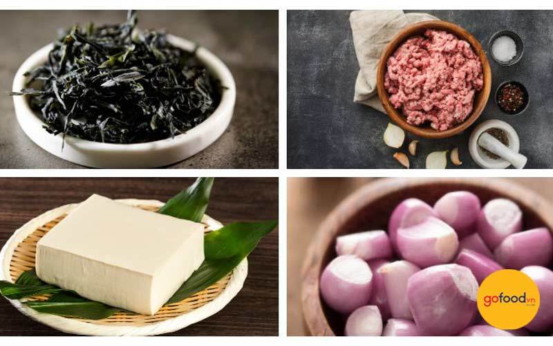 Nguy&ecirc;n liệu nấu canh rong biển thịt bằm