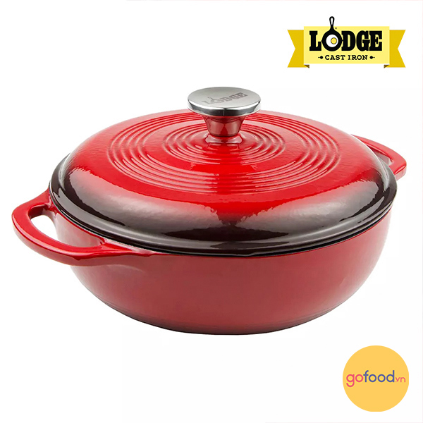 Nồi gang phủ gốm Lodge EC3D43 màu đỏ 2.8 lít