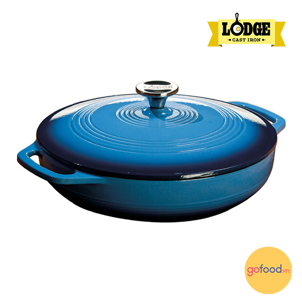 Nồi gang phủ gốm Lodge EC3CC33 màu xanh dương 3.4 lít