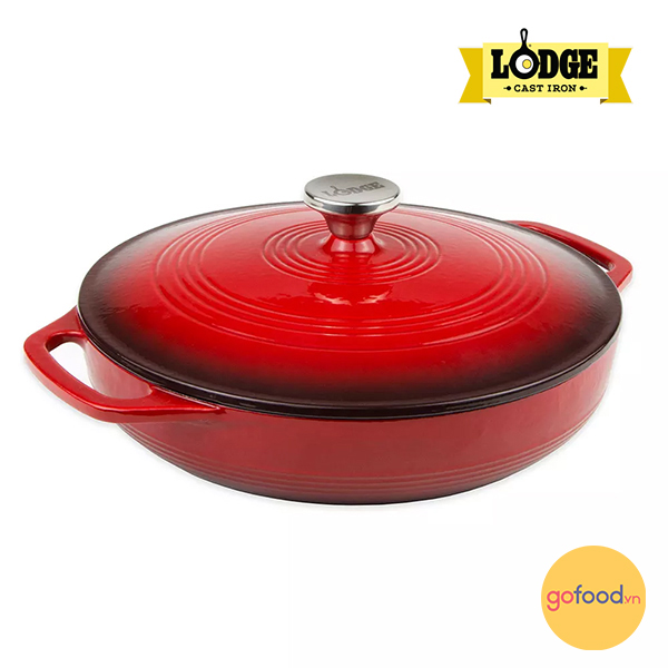 Nồi gang phủ gốm Lodge EC3CC43 màu đỏ 3.71 lít