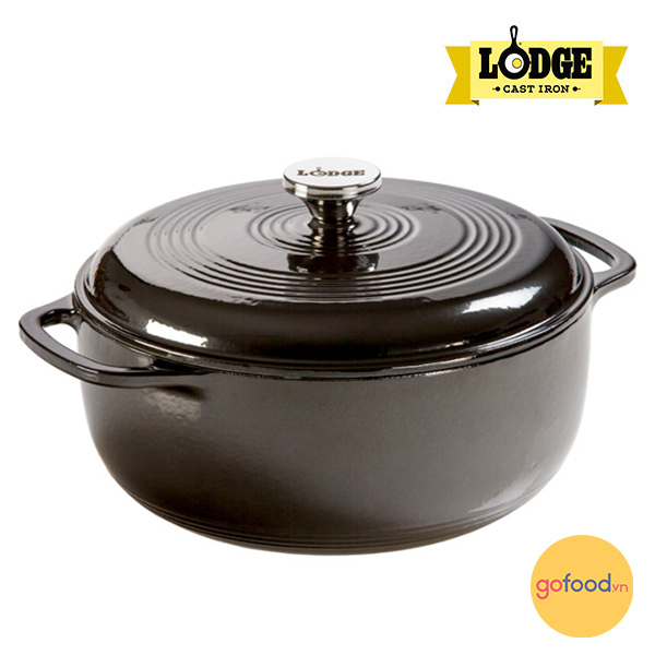 Nồi gang phủ gốm Lodge EC6D18 màu đen 5.6 lít