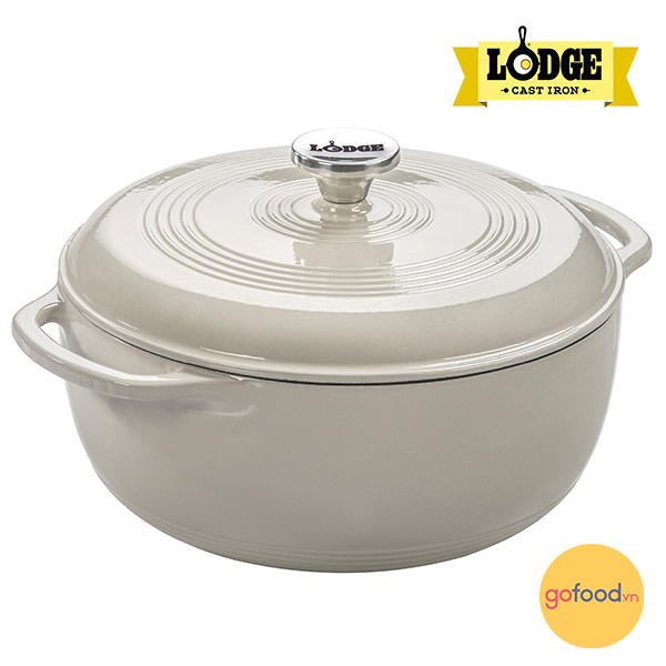 Nồi gang phủ gốm Lodge EC6D13 màu trắng 5.6 lít