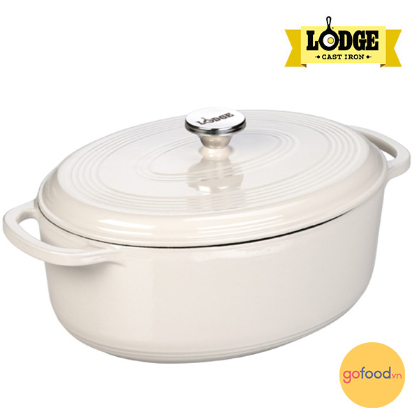 Nồi gang phủ gốm Lodge EC7OD13 màu trắng 6.6 lít