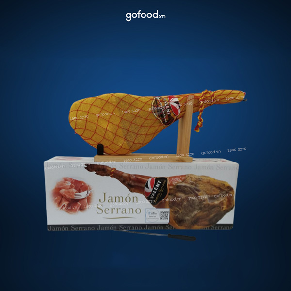 Đùi heo muối có xương Jamon Sérrano Valent - Có dao & giá đỡ