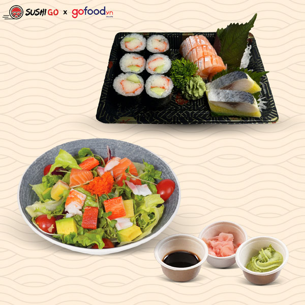 Combo Sushi box 5 và Salad cá hồi bơ