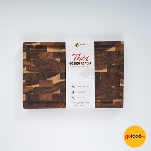 Thớt gỗ keo chữ nhật Chef Studio size 20x30x2,5cm