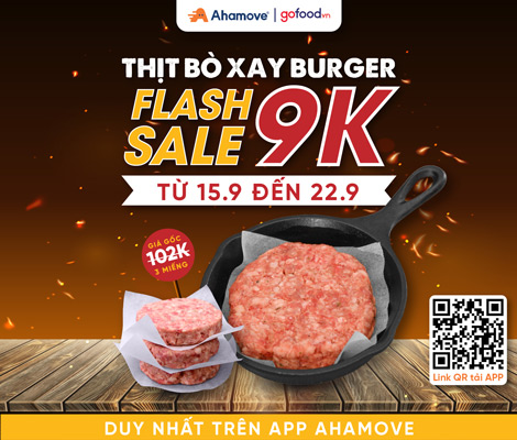 [Gofood x Ahamove]  Flash sale Burger 9K tại Hà Nội