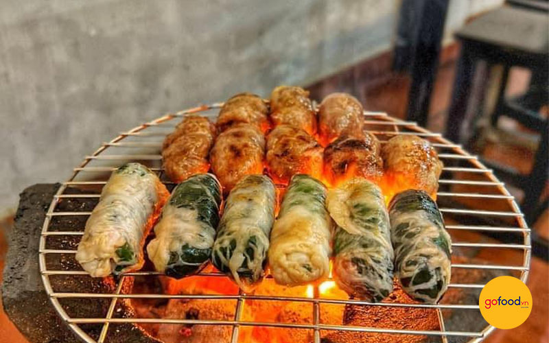 Nướng thịt bò với mỡ chài