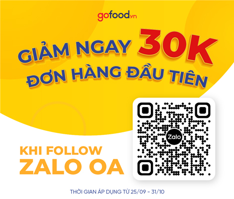 FOLLOW ZALO OA GOFOOD VÀ NHẬN NGAY MÃ GIẢM GIÁ 30K