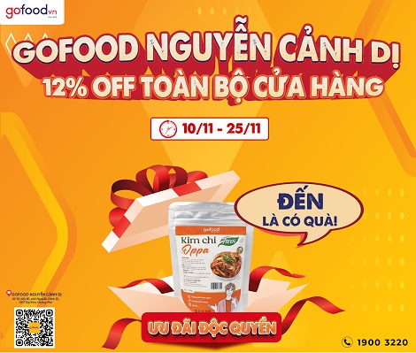 Gofood Nguyễn Cảnh Dị: Giảm giá toàn bộ cửa hàng 12% từ 10/11 - 25/11