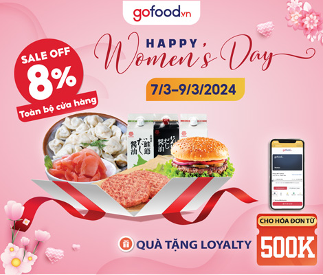 Mừng 8/3 - Ưu đãi 8% toàn bộ cửa hàng Gofood