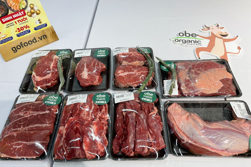 Đơn hàng thịt bò hữu cơ Obe cho khách hàng Gofood