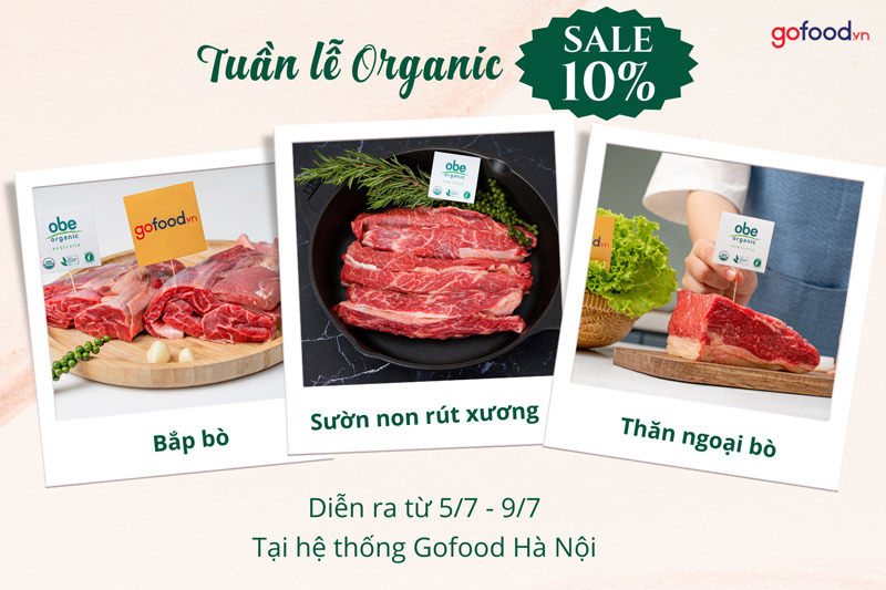 Ưu đãi 10% thịt bò hữu cơ Obe trong tuần lễ Organic