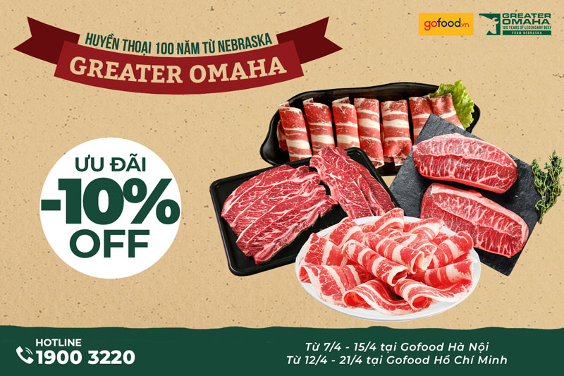 Mua thịt bò Greater Omaha nhận ưu đãi 10%