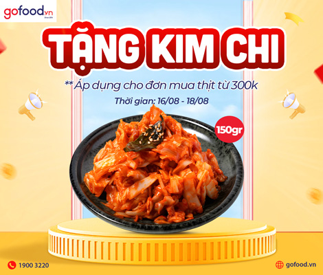 Ưu đãi: Tặng ngay 150gr kim chi tươi cho đơn mua thịt từ 300k