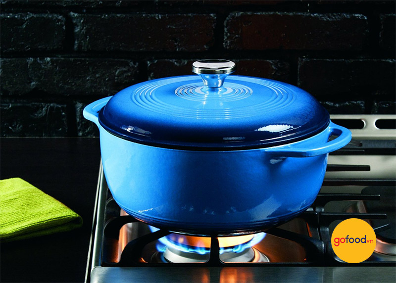 Nồi gang Lodge EC4D33 - Ceramic Dutch Oven Blue 4.2L