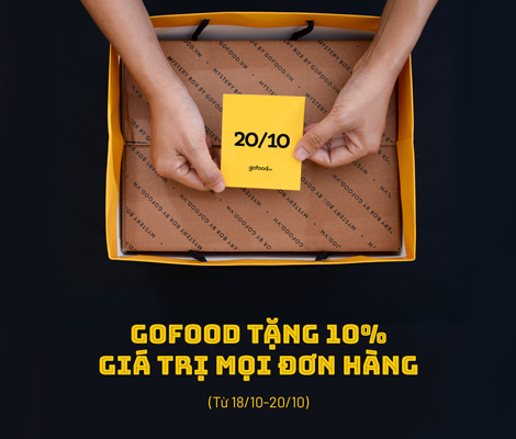 20/10 GOFOOD TẶNG BẠN 10% GIÁ TRỊ MỌI ĐƠN HÀNG - Áp dụng từ 18-20/10 20/10-gofood-tang-ban-10%-gia-tri-moi-don-hang---ap-dung-tu-18-20/10