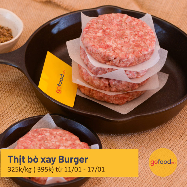 Thịt bò xay Burger cho bữa ăn nhanh chóng và tiện lợi