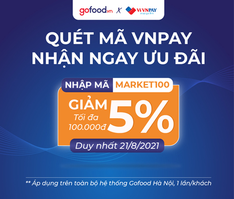 QUÉT MÃ VNPAY ĐỂ NHẬN NGAY ƯU ĐÃI 5% KHI MUA HÀNG TẠI GOFOOD