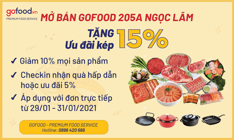 Mừng mở bán Gofood Ngọc Lâm, Gofood gửi tặng quý khách hàng ưu đãi kép lên đến 15%