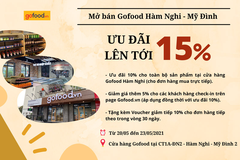 Ưu đãi kép lên đến 15% khi mua hàng tại Gofood Hàm Nghi