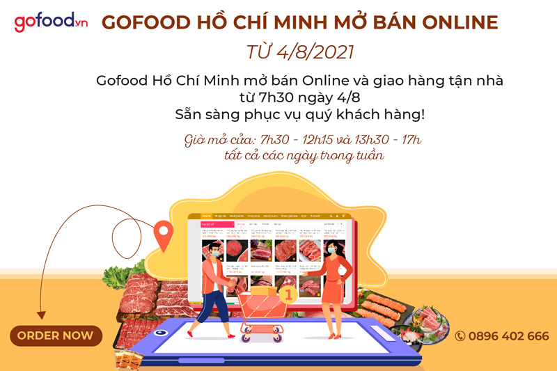 Gofood mở bán phục vụ đơn hàng Online từ 4/8