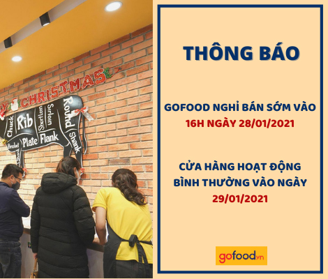 THÔNG BÁO: GOFOOD HÀ NỘI NGHỈ BÁN SỚM NGÀY 28/01/2021