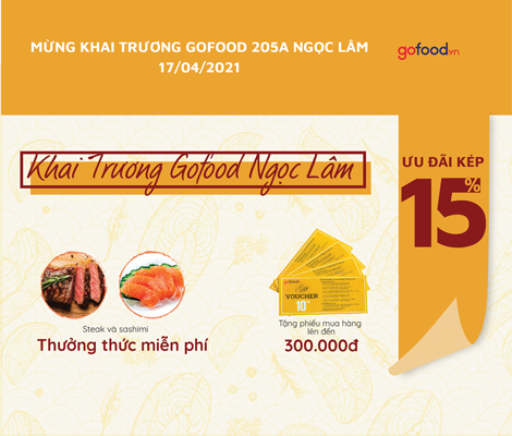 KHAI TRƯƠNG GOFOOD NGỌC LÂM – THƯỞNG THỨC STEAK VÀ SASHIMI MIỄN PHÍ CÙNG ƯU ĐÃI KÉP LÊN ĐẾN 15%